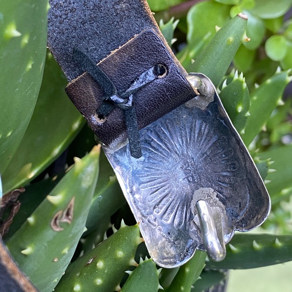 🌹Stunning Vtg Navajo 13 pc Sterling Silver & Turquoise Concho Leather Belt~MINT - Picture 7 of 16
